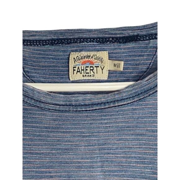 Faherty Brand Men’s Pocket Tee Shirt Medium Blue Striped Soft Casual T-Shirt - Picture 3 of 3